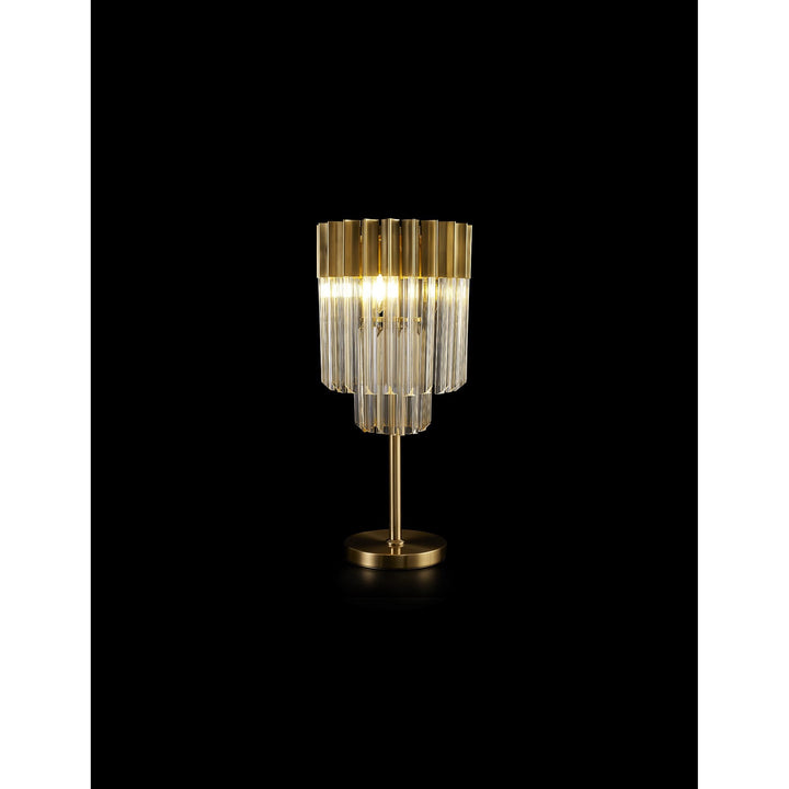 Nelson Lighting NL90059 Vienna 3 Light Table Lamp Brass Cognac