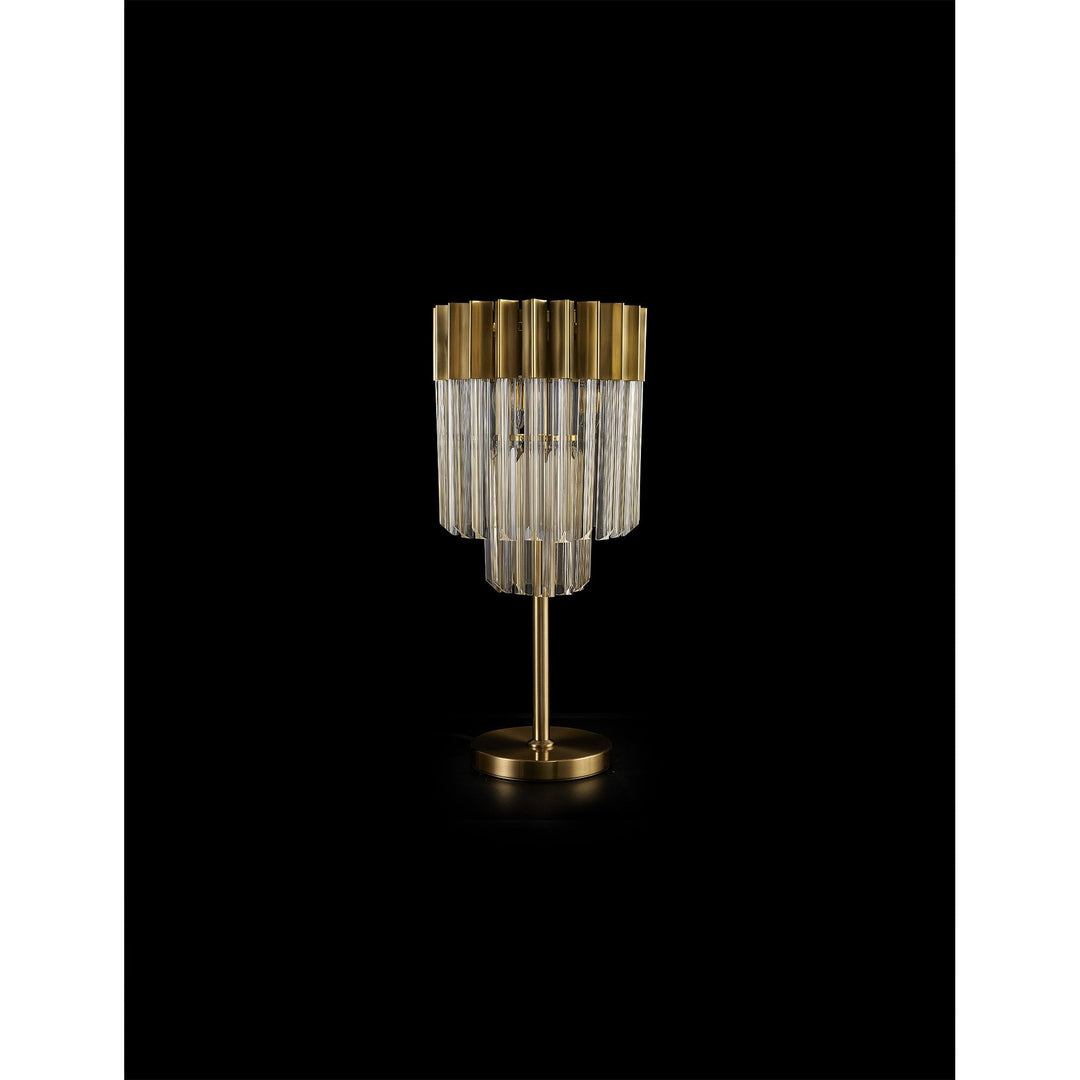 Nelson Lighting NL90059 Vienna 3 Light Table Lamp Brass Cognac