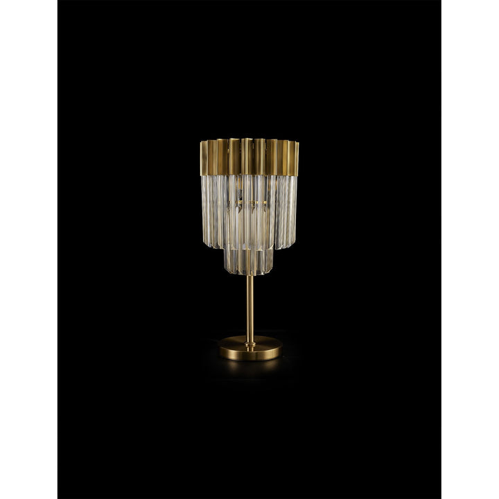 Nelson Lighting NL90059 Vienna 3 Light Table Lamp Brass Cognac