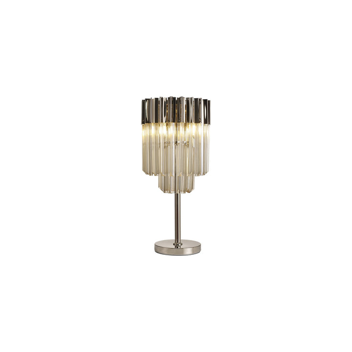 Nelson Lighting NL90069 Vienna  3 Light Table Lamp Polished Nickel Cognac