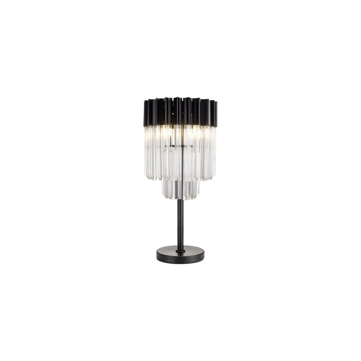 Nelson Lighting NL90079 Vienna 3 Light Table Lamp Matt Black Clear