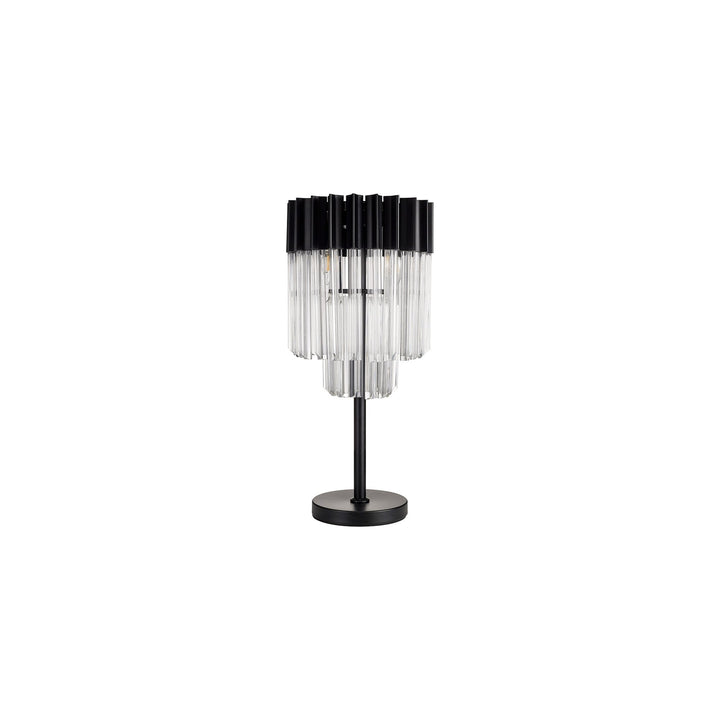 Nelson Lighting NL90079 Vienna 3 Light Table Lamp Matt Black Clear