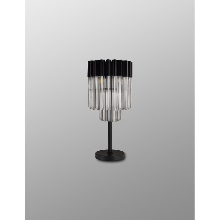 Nelson Lighting NL90079 Vienna 3 Light Table Lamp Matt Black Clear