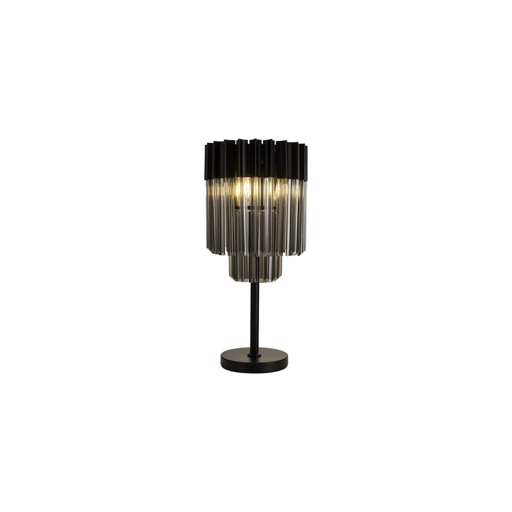 Nelson Lighting NL90089 Vienna 3 Light Table Lamp Matt Black Smoked