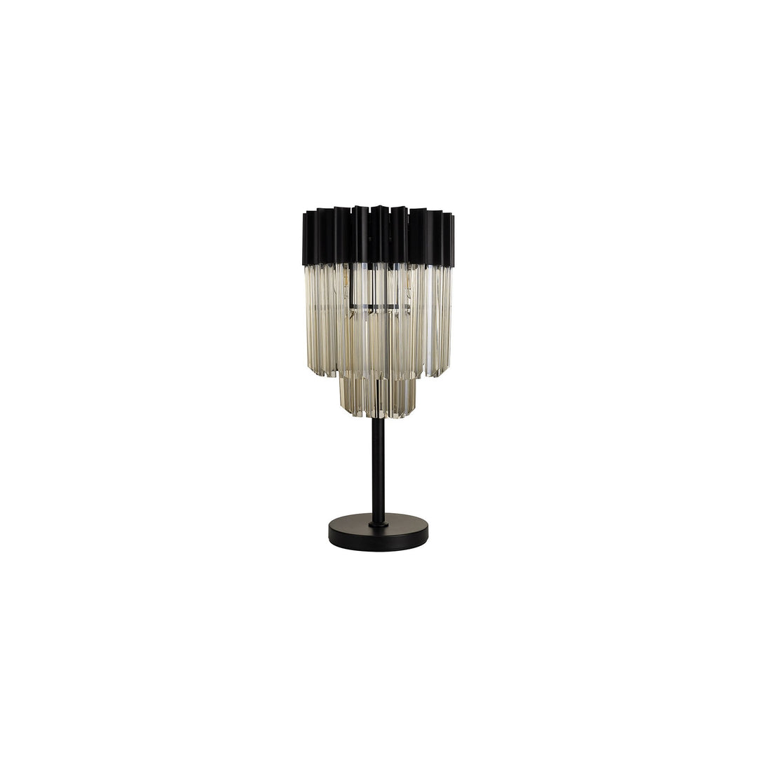 Nelson Lighting NL90099 Vienna 3 Light Table Lamp Matt Black Cognac