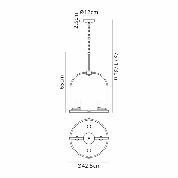 Nelson Lighting NL85769 Laiosa 4 Light Round Pendant Antique Bronze Brown Oxide