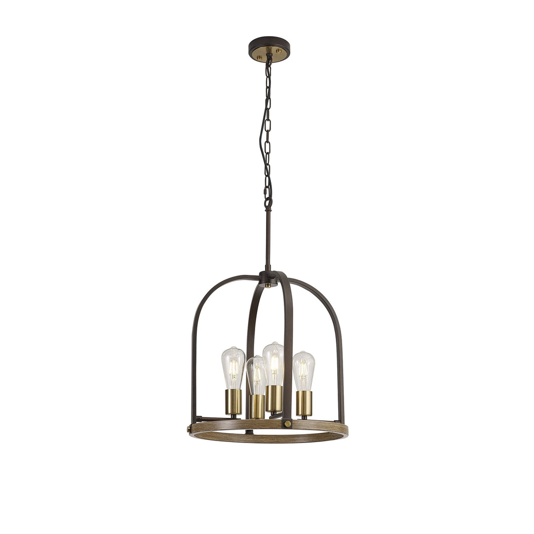 Nelson Lighting NL85769 Laiosa 4 Light Round Pendant Antique Bronze Brown Oxide