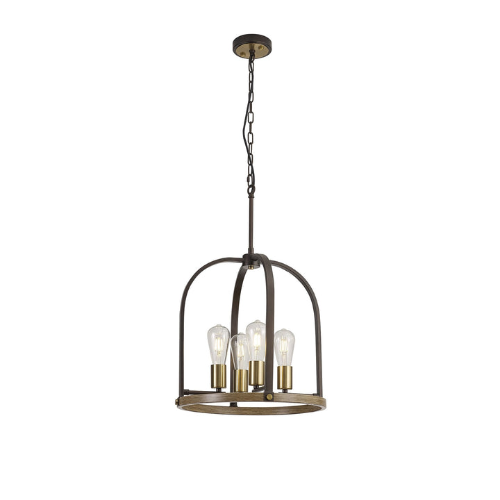 Nelson Lighting NL85769 Laiosa 4 Light Round Pendant Antique Bronze Brown Oxide