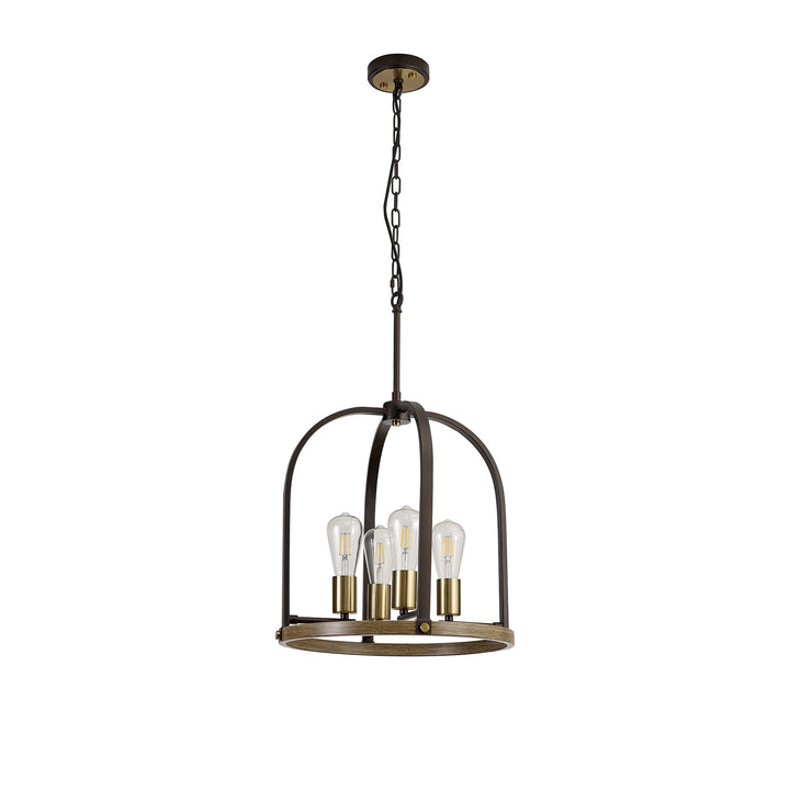 Nelson Lighting NL85769 Laiosa 4 Light Round Pendant Antique Bronze Brown Oxide