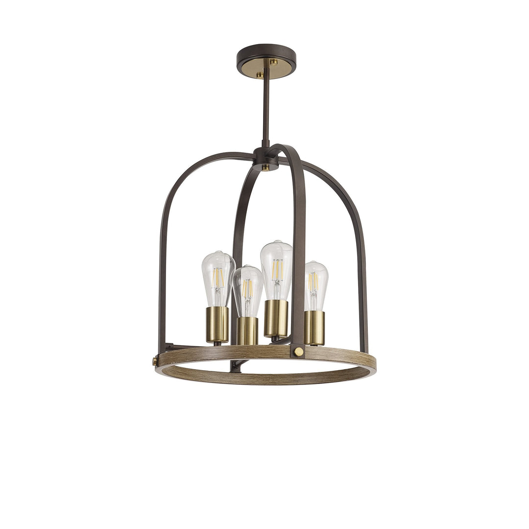 Nelson Lighting NL85769 Laiosa 4 Light Round Pendant Antique Bronze Brown Oxide