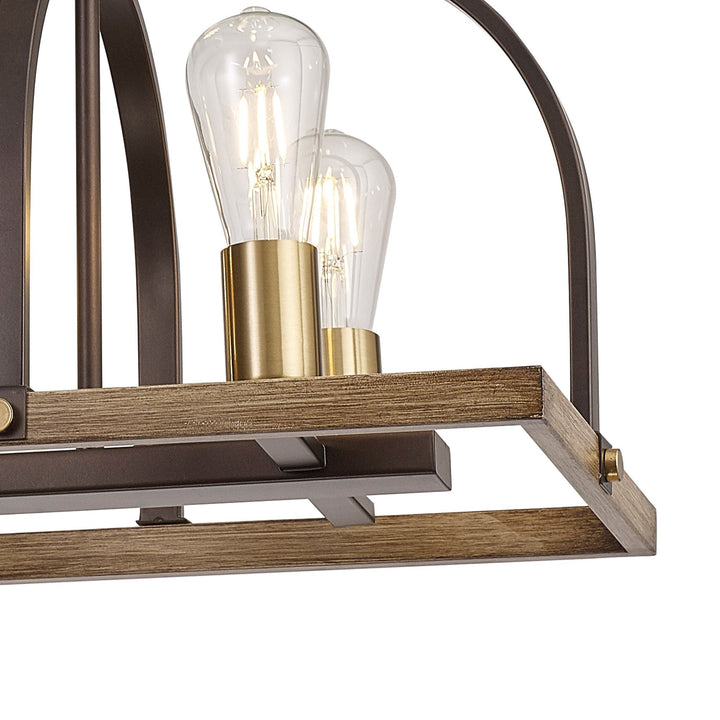 Nelson Lighting NL85779 Laiosa 6 Light Oblong Pendant Antique Bronze Brown Oxide