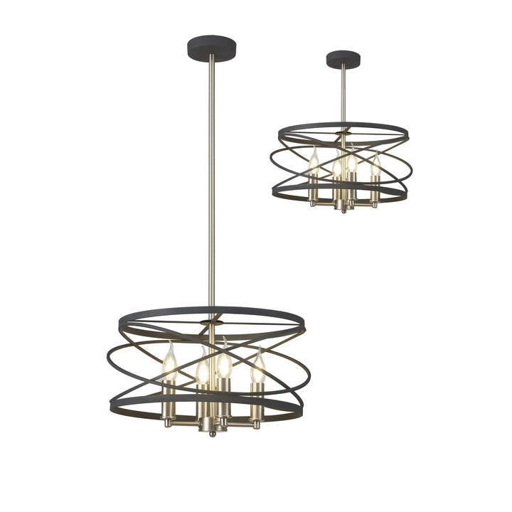 Nelson Lighting NL78549 Liza 4 Light Pendant Graphite Satin Nickel