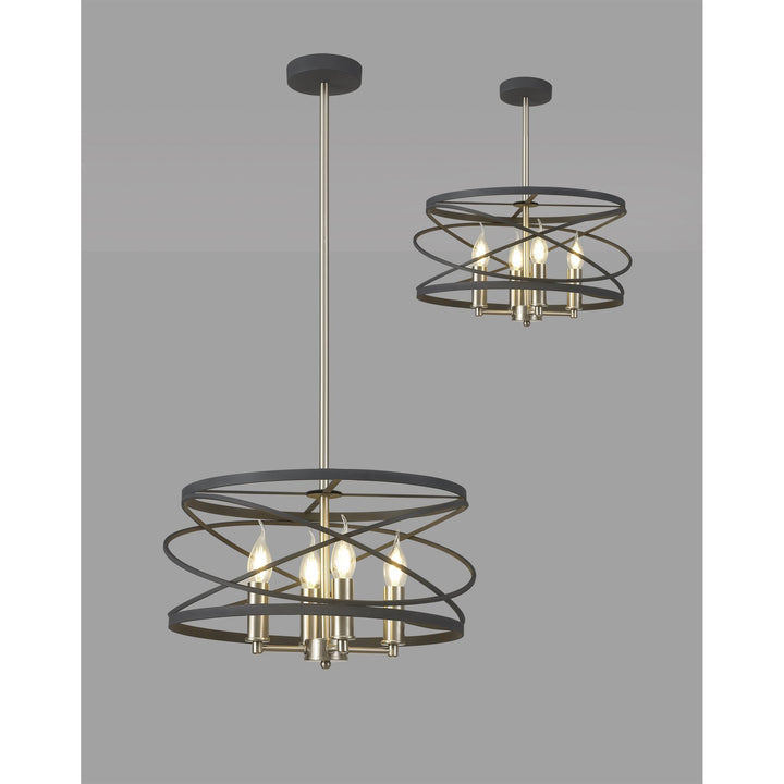 Nelson Lighting NL78549 Liza 4 Light Pendant Graphite Satin Nickel