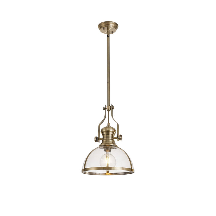 Nelson Lighting NL7262/AB9 | Louis Pendant Light | Antique Brass | Clear Glass