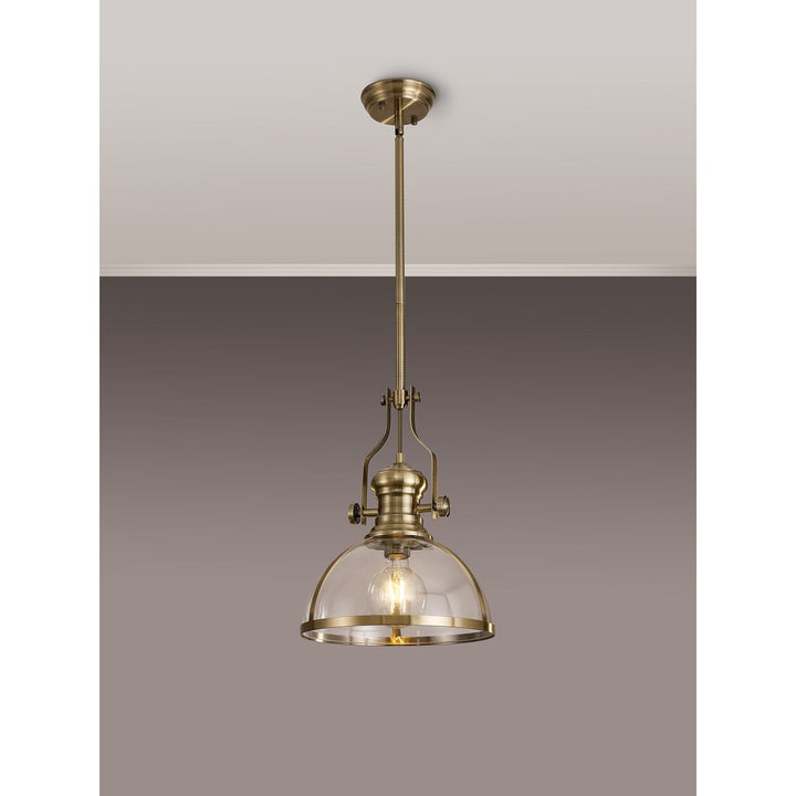 Nelson Lighting NL7262/AB9 | Louis Pendant Light | Antique Brass | Clear Glass