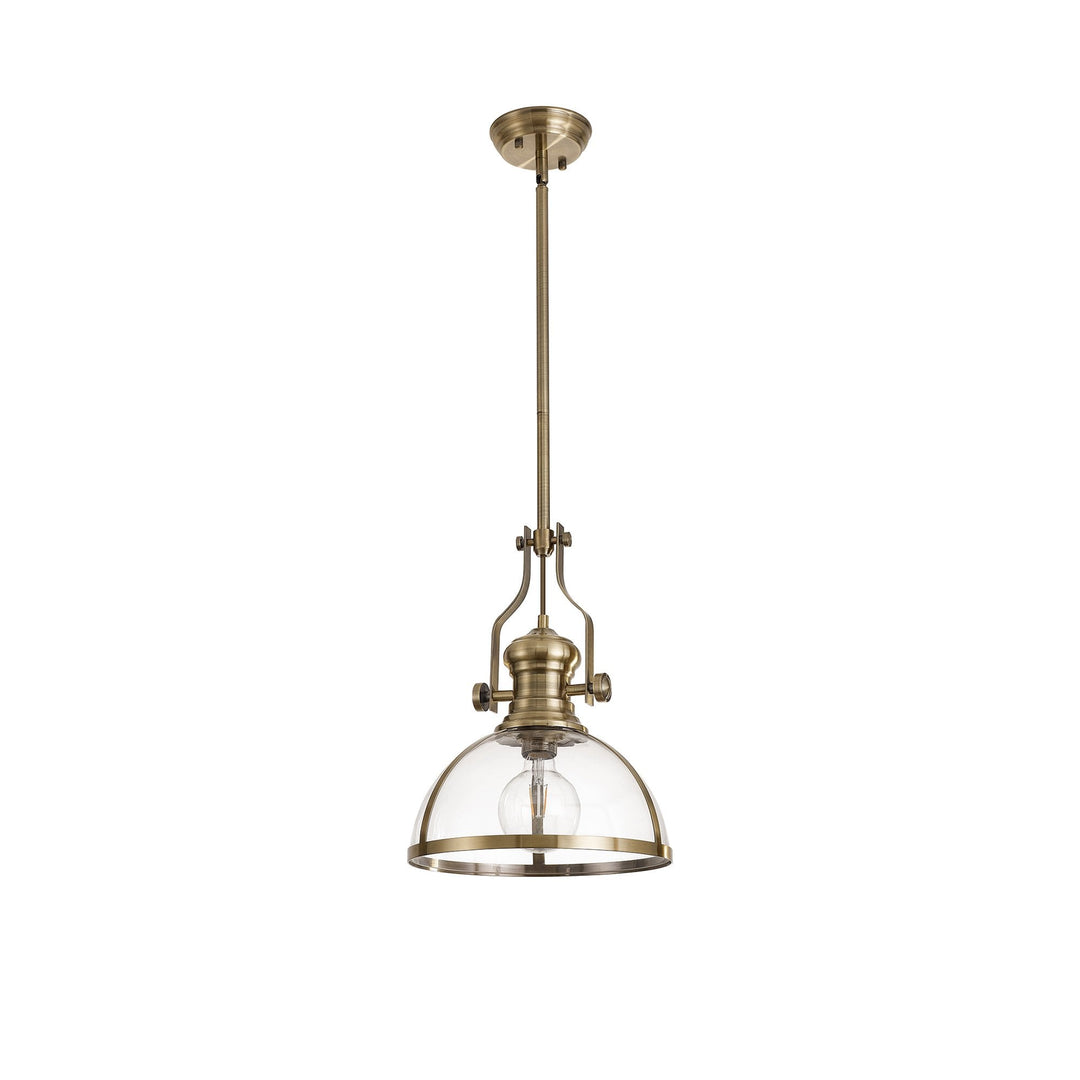 Nelson Lighting NL7262/AB9 | Louis Pendant Light | Antique Brass | Clear Glass