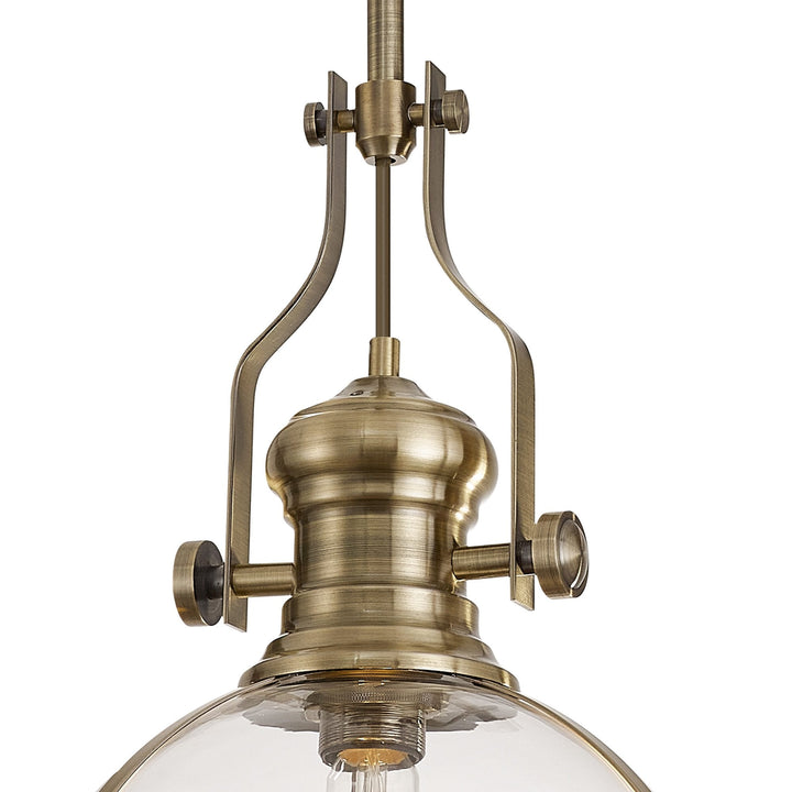 Nelson Lighting NL7262/AB9 | Louis Pendant Light | Antique Brass | Clear Glass