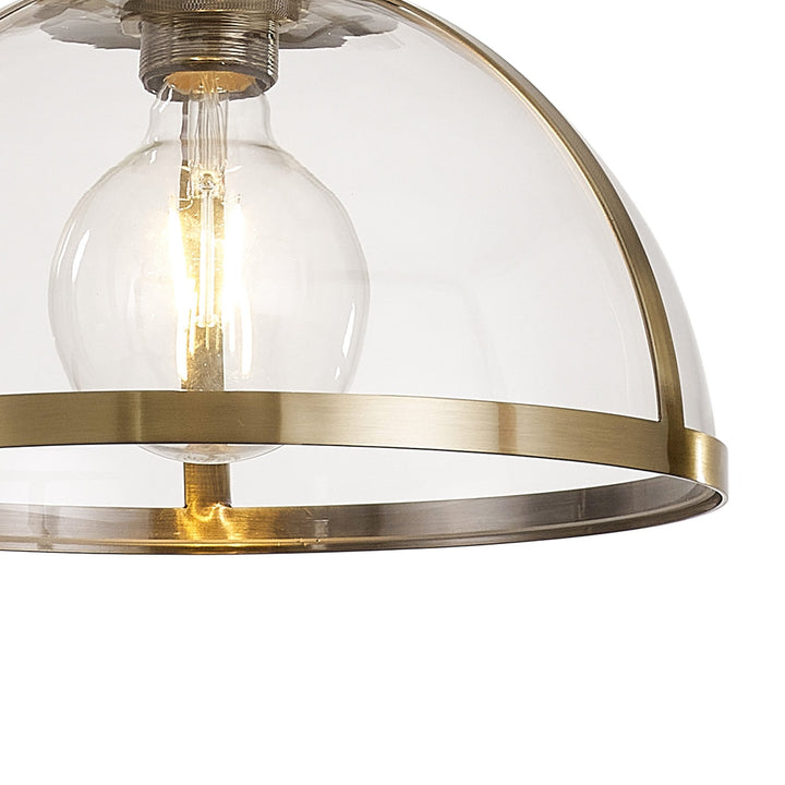 Nelson Lighting NL7262/AB9 | Louis Pendant Light | Antique Brass | Clear Glass