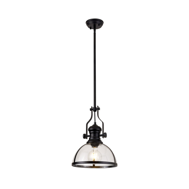 Nelson Lighting NL7262/BL9 Louis 1 Light Pendant Matt Black Clear