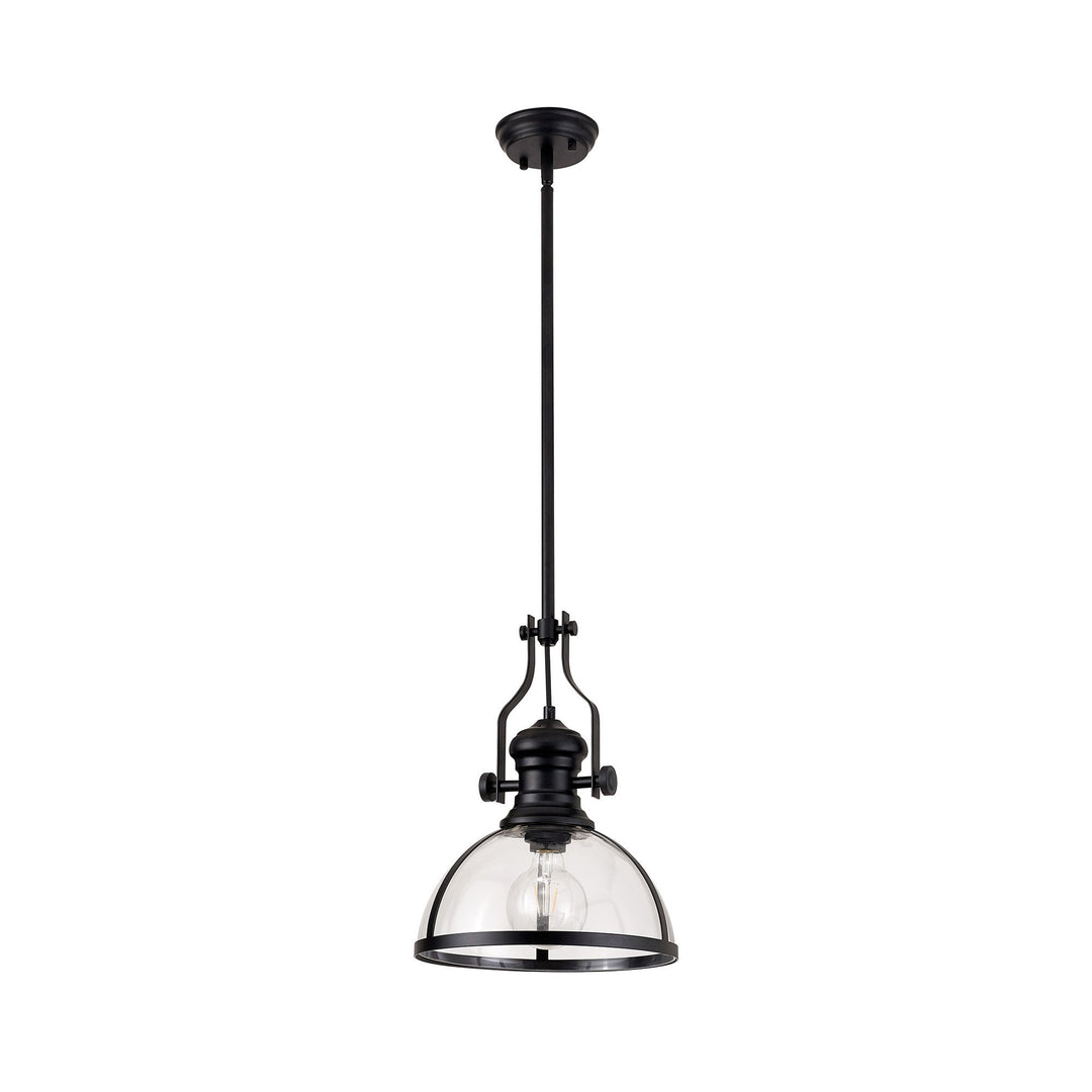 Nelson Lighting NL7262/BL9 Louis 1 Light Pendant Matt Black Clear