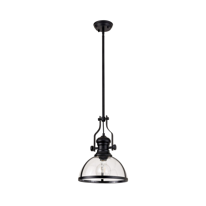 Nelson Lighting NL7262/BL9 Louis 1 Light Pendant Matt Black Clear