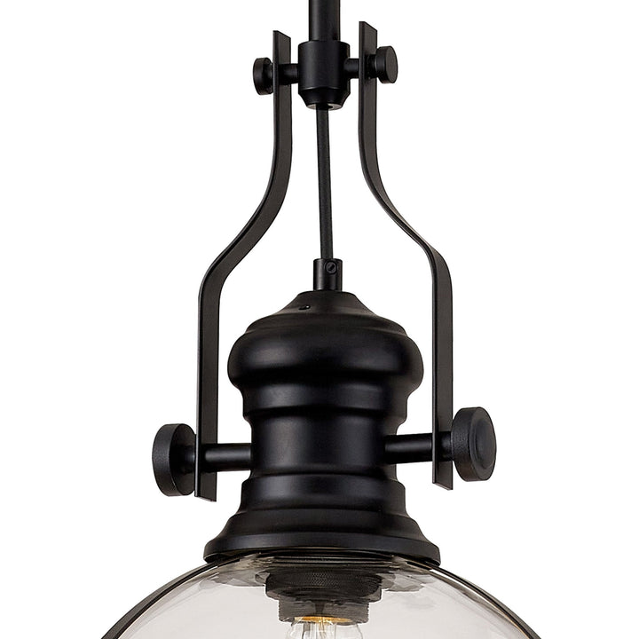 Nelson Lighting NL7262/BL9 Louis 1 Light Pendant Matt Black Clear