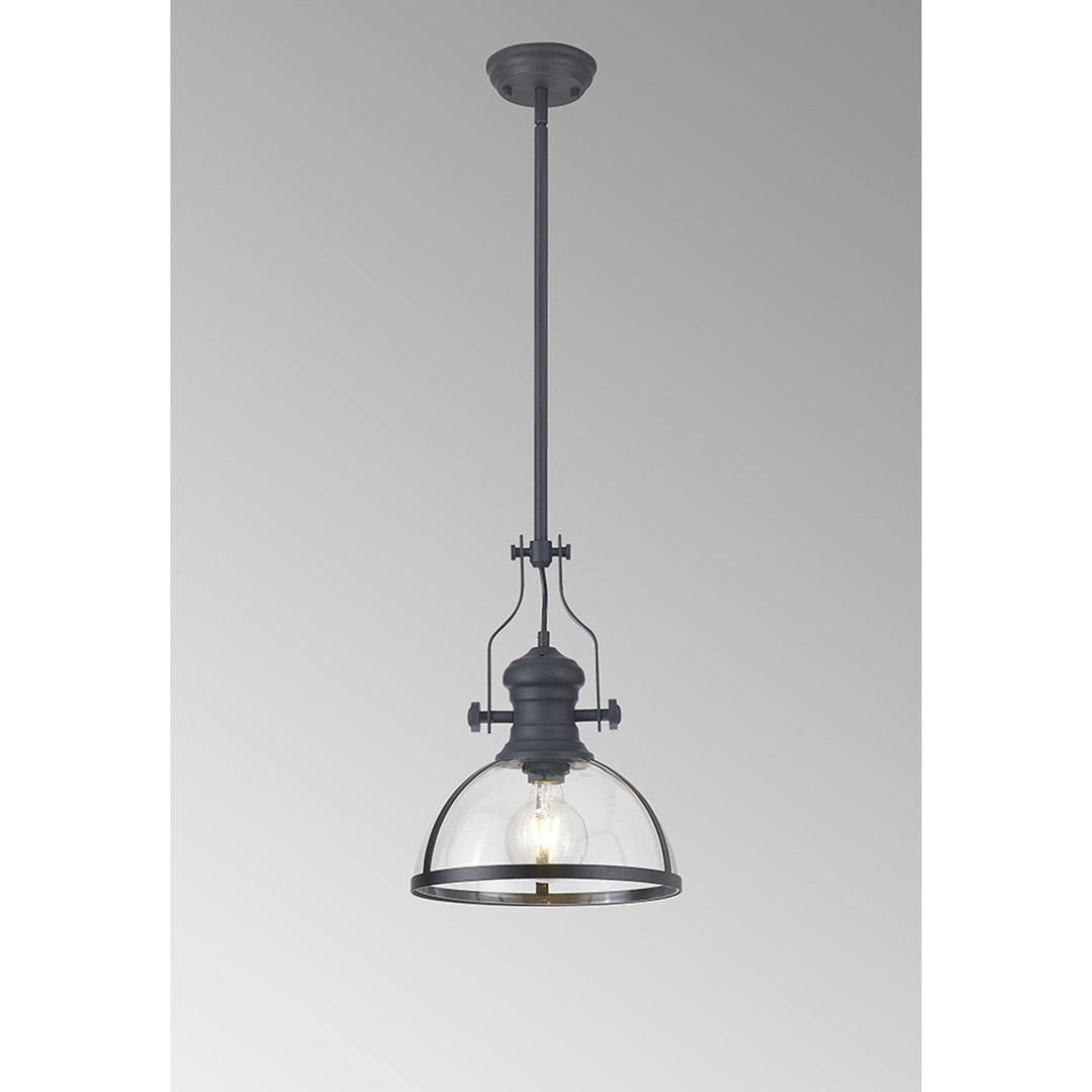 Nelson Lighting NL7262/GR9 Louis 1 Light Pendant Graphite Clear