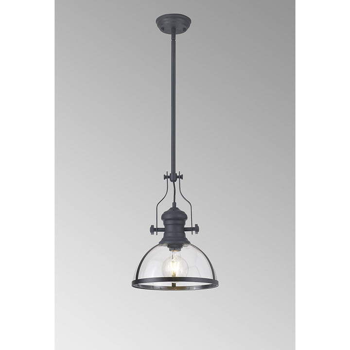 Nelson Lighting NL7262/GR9 Louis 1 Light Pendant Graphite Clear