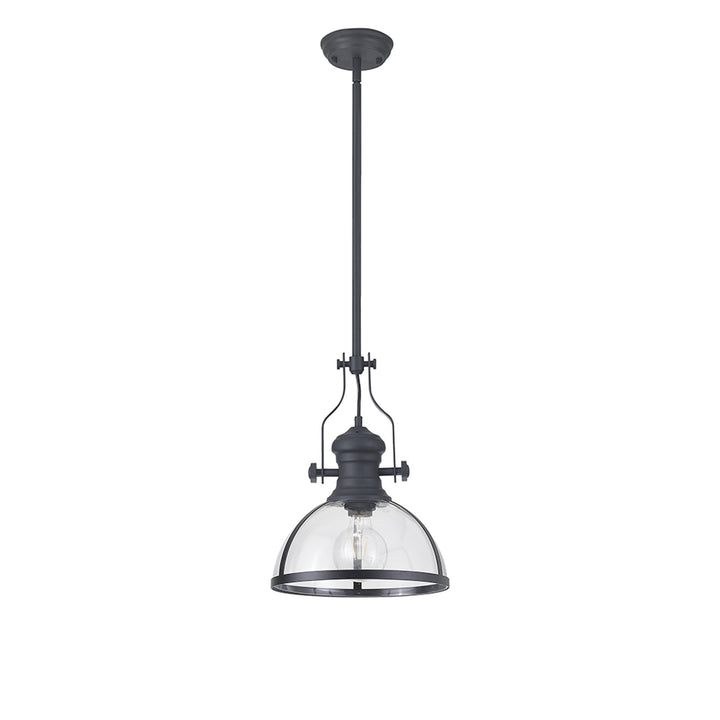 Nelson Lighting NL7262/GR9 Louis 1 Light Pendant Graphite Clear