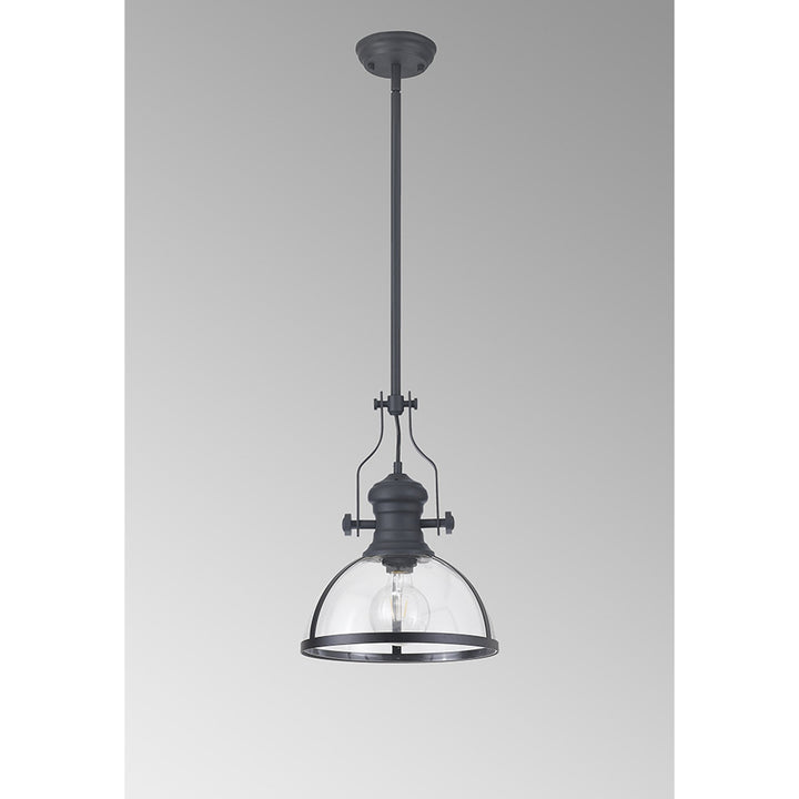 Nelson Lighting NL7262/GR9 Louis 1 Light Pendant Graphite Clear