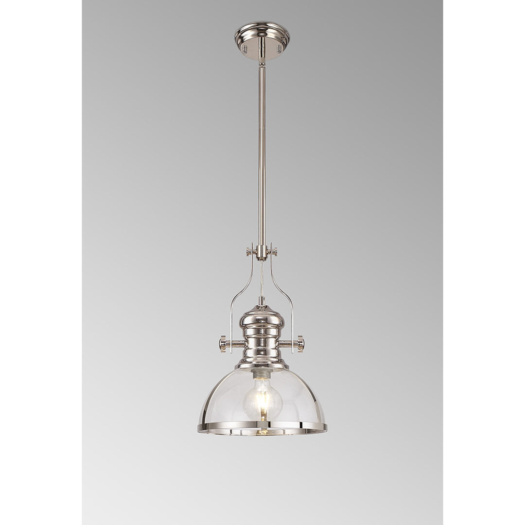 Nelson Lighting NL7262/PN9 | Louis Pendant Light | Polished Nickel | Clear Glass