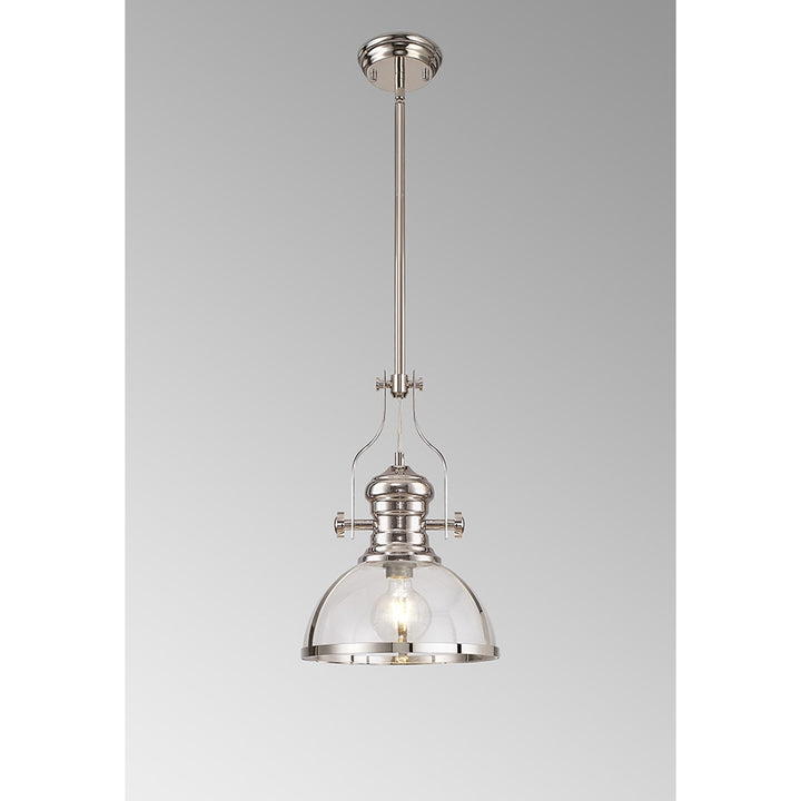 Nelson Lighting NL7262/PN9 | Louis Pendant Light | Polished Nickel | Clear Glass