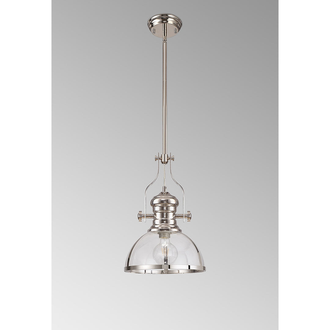 Nelson Lighting NL7262/PN9 | Louis Pendant Light | Polished Nickel | Clear Glass