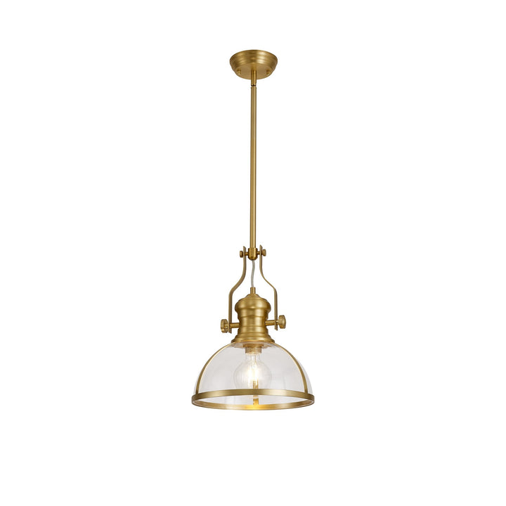 Nelson Lighting NL7262/SG9 Louis 1 Light Pendant Satin Gold Clear