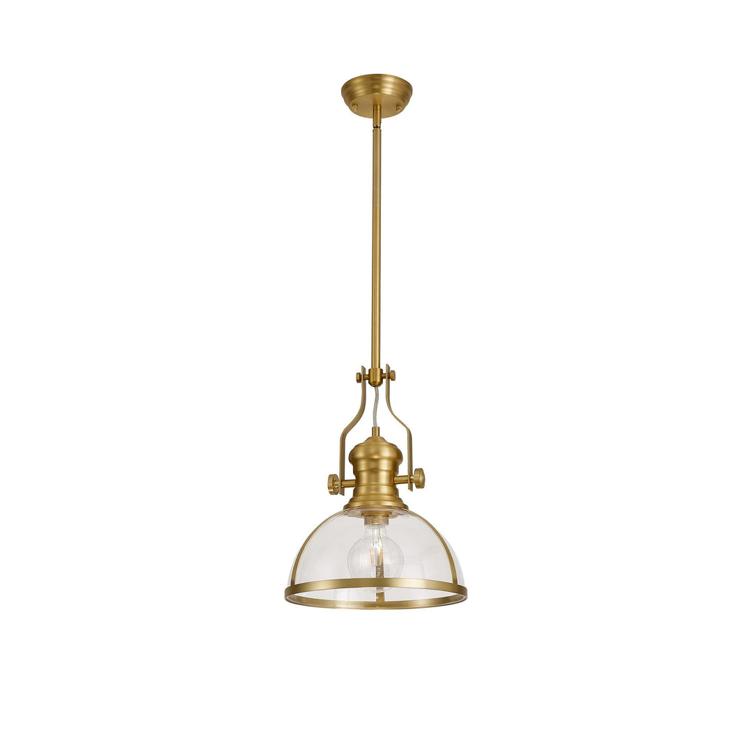 Nelson Lighting NL7262/SG9 Louis 1 Light Pendant Satin Gold Clear