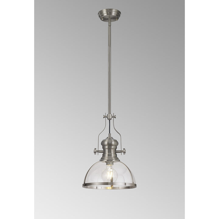 Nelson Lighting NL7262/SN9 Louis 1 Light Pendant Satin Nickel Clear