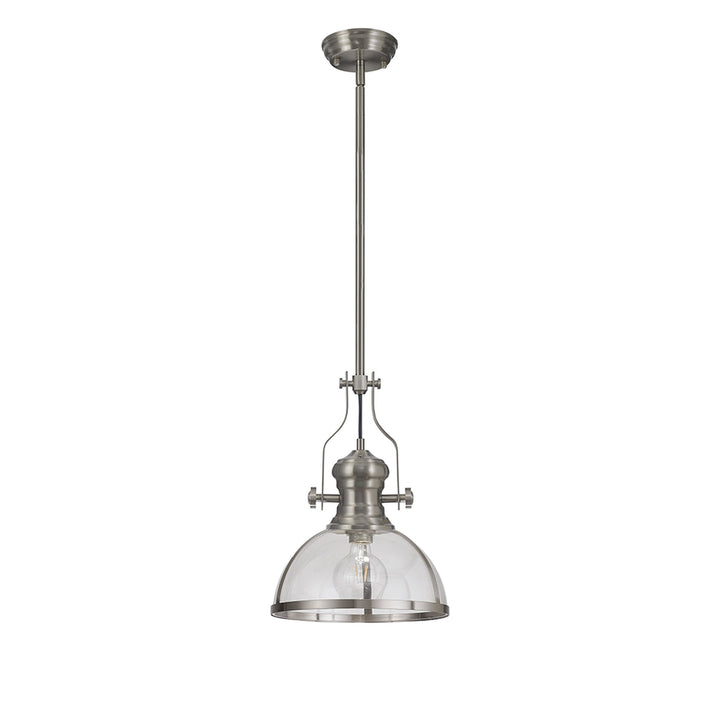 Nelson Lighting NL7262/SN9 Louis 1 Light Pendant Satin Nickel Clear