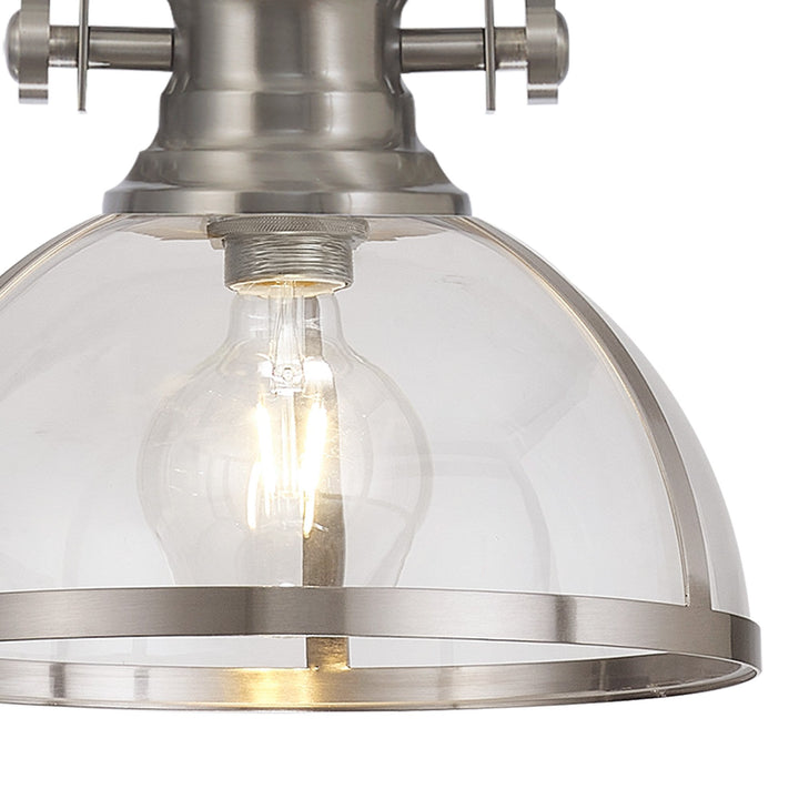 Nelson Lighting NL7262/SN9 Louis 1 Light Pendant Satin Nickel Clear