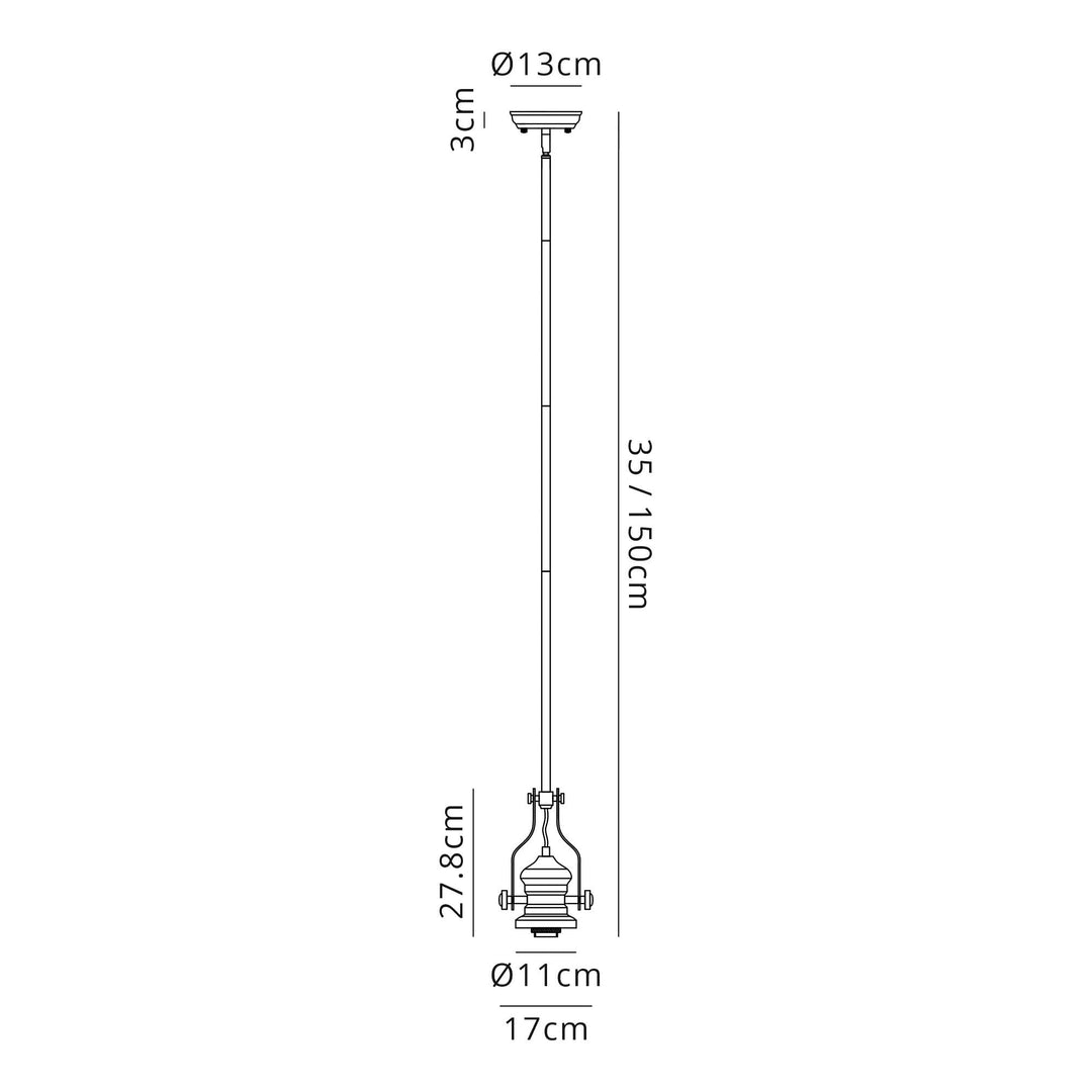 Nelson Lighting NL83819 Louis 1 Light Pendant Matt Black