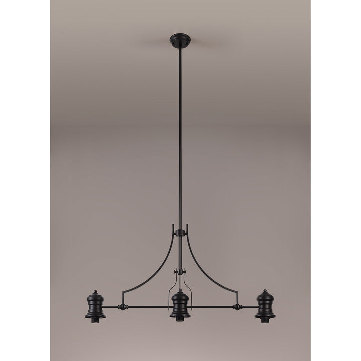 Nelson Lighting NL83829 Louis 3 Light Linear Pendant Matt Black