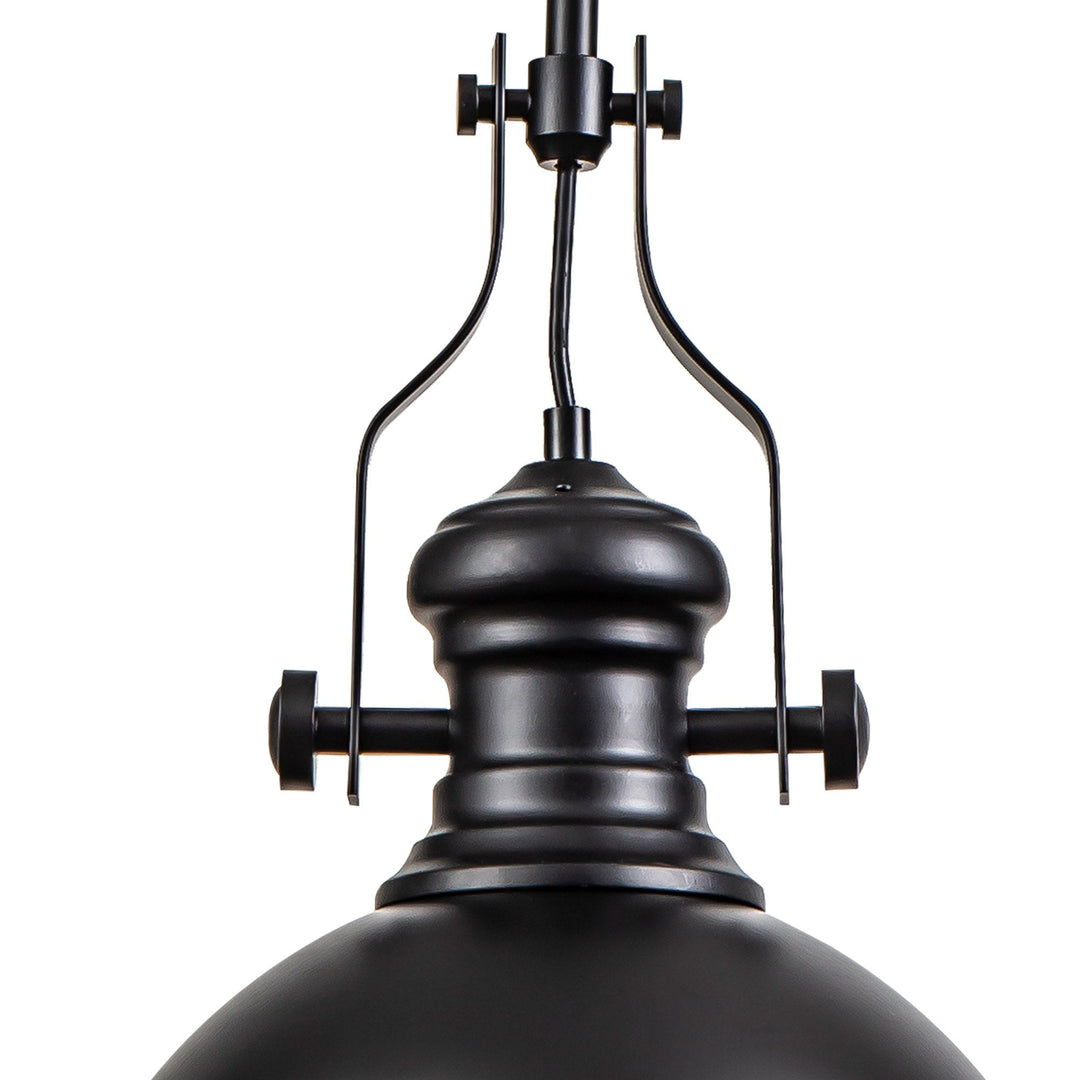 Nelson Lighting NL86609 Louis 1 Light Pendant Matt Black Frosted White