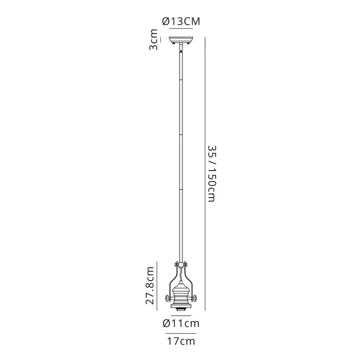 Nelson Lighting NL87369 Louis 1 Light Pendant Graphite