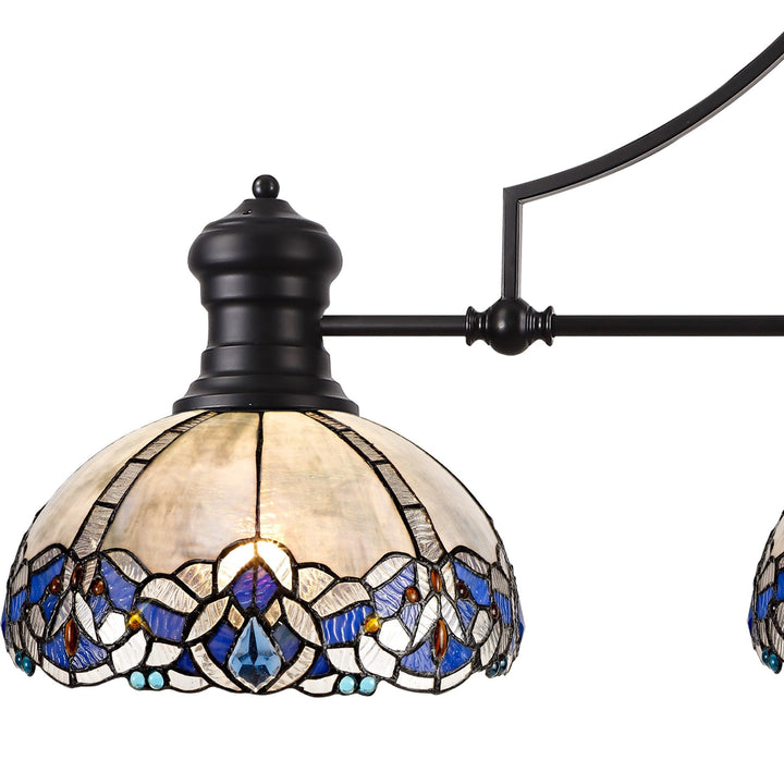 Nelson Lighting NLK00849 Louis, Ossie 3 Light Linear Pendant Matt Black Blue