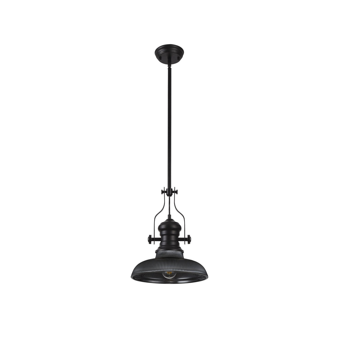 Nelson Lighting NLK14799 Louis 1 Light Round Pendant Matt Black Smoked