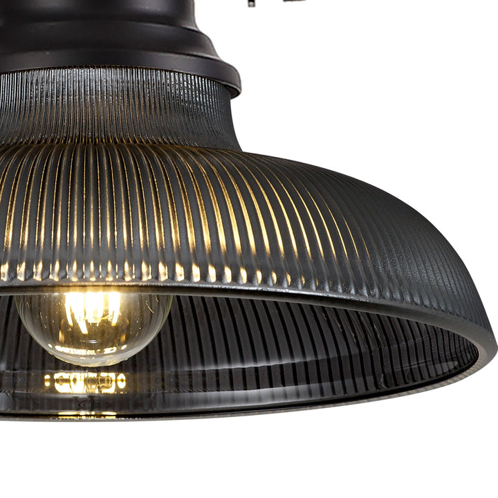 Nelson Lighting NLK14799 Louis 1 Light Round Pendant Matt Black Smoked