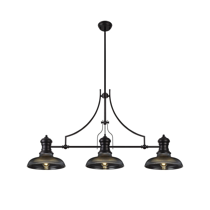 Nelson Lighting NLK14919 Louis 3 Light Round Pendant Matt Black Smoked