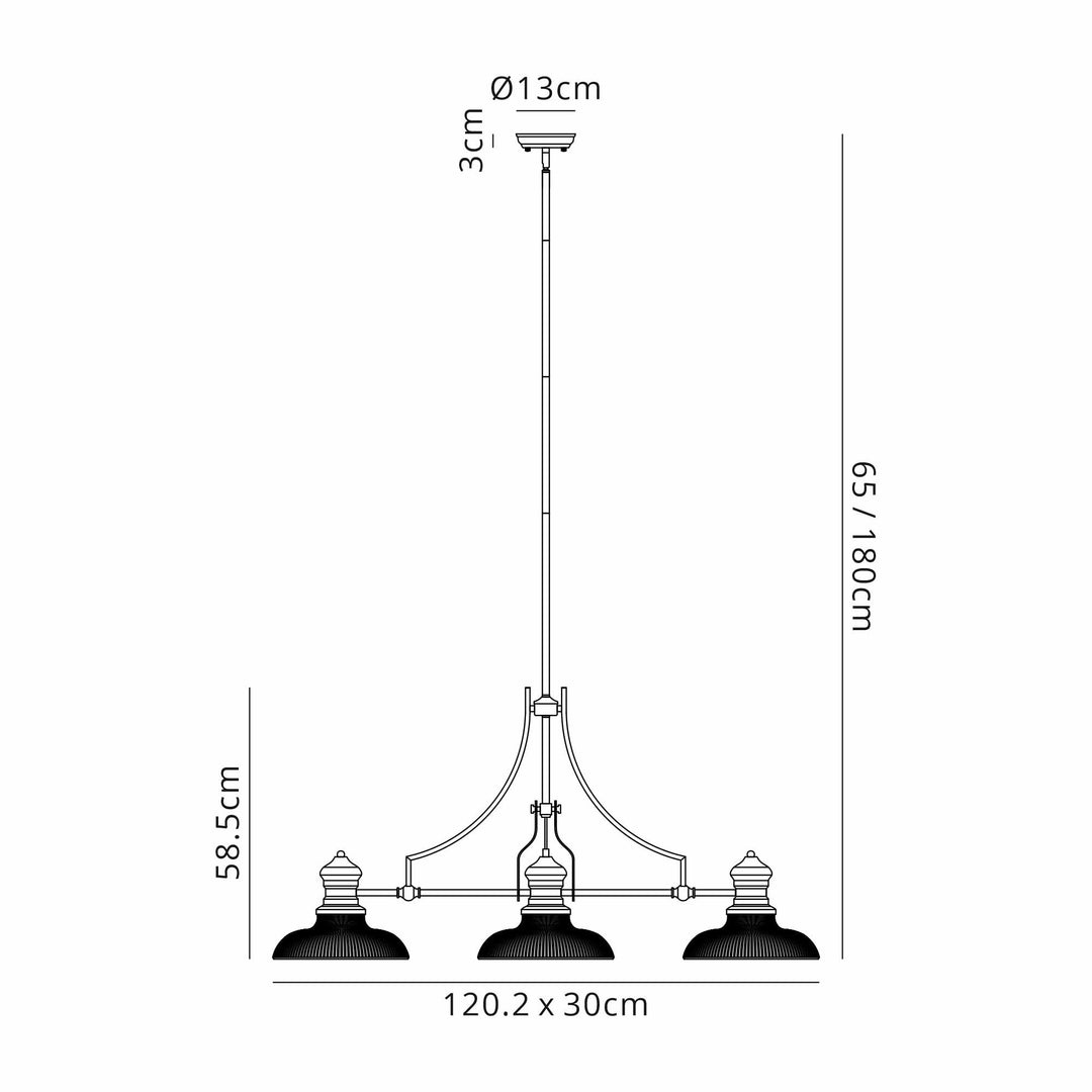 Nelson Lighting NLK14919 Louis 3 Light Round Pendant Matt Black Smoked