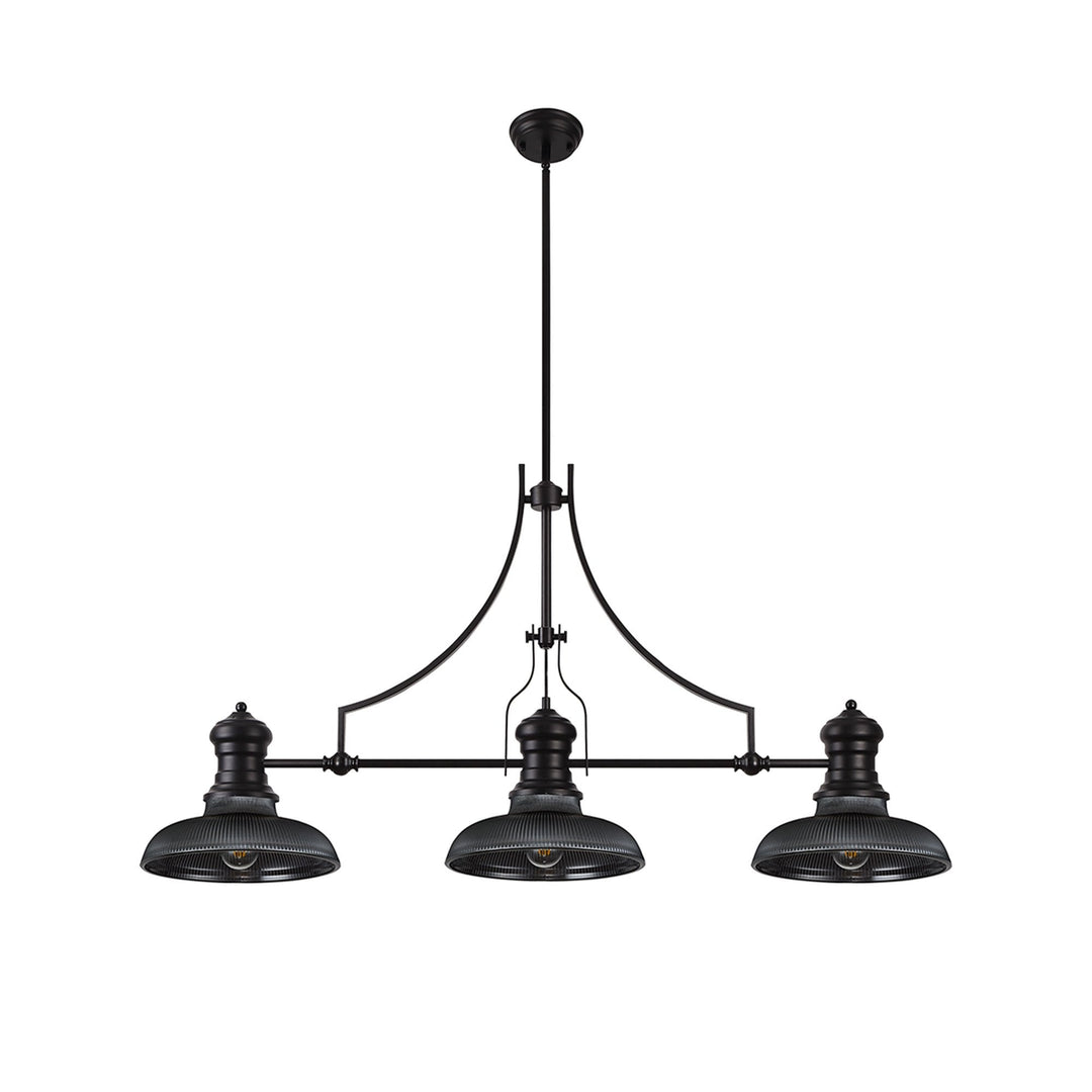 Nelson Lighting NLK14919 Louis 3 Light Round Pendant Matt Black Smoked