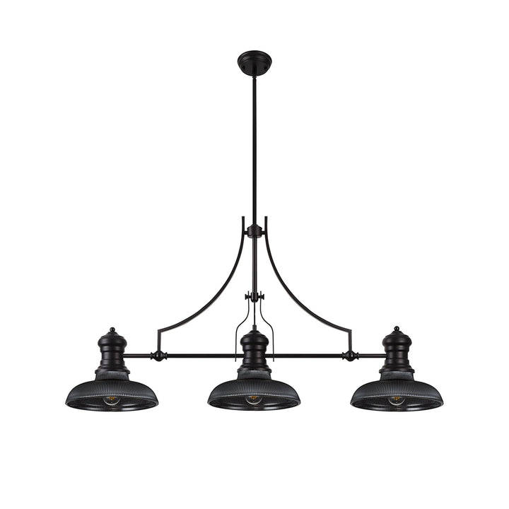 Nelson Lighting NLK14919 Louis 3 Light Round Pendant Matt Black Smoked