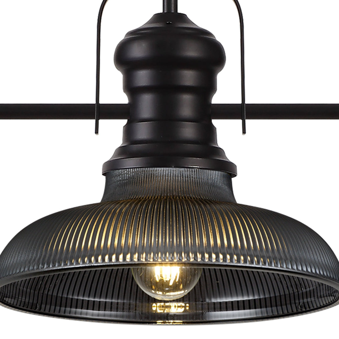 Nelson Lighting NLK14919 Louis 3 Light Round Pendant Matt Black Smoked